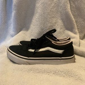 Used Kids Black And Sliver Vans Size 3